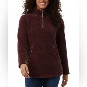 NWT 32 Degrees Heat 1/4 Zip Plush Fleece Pullover Jacket Size Large Color Plum